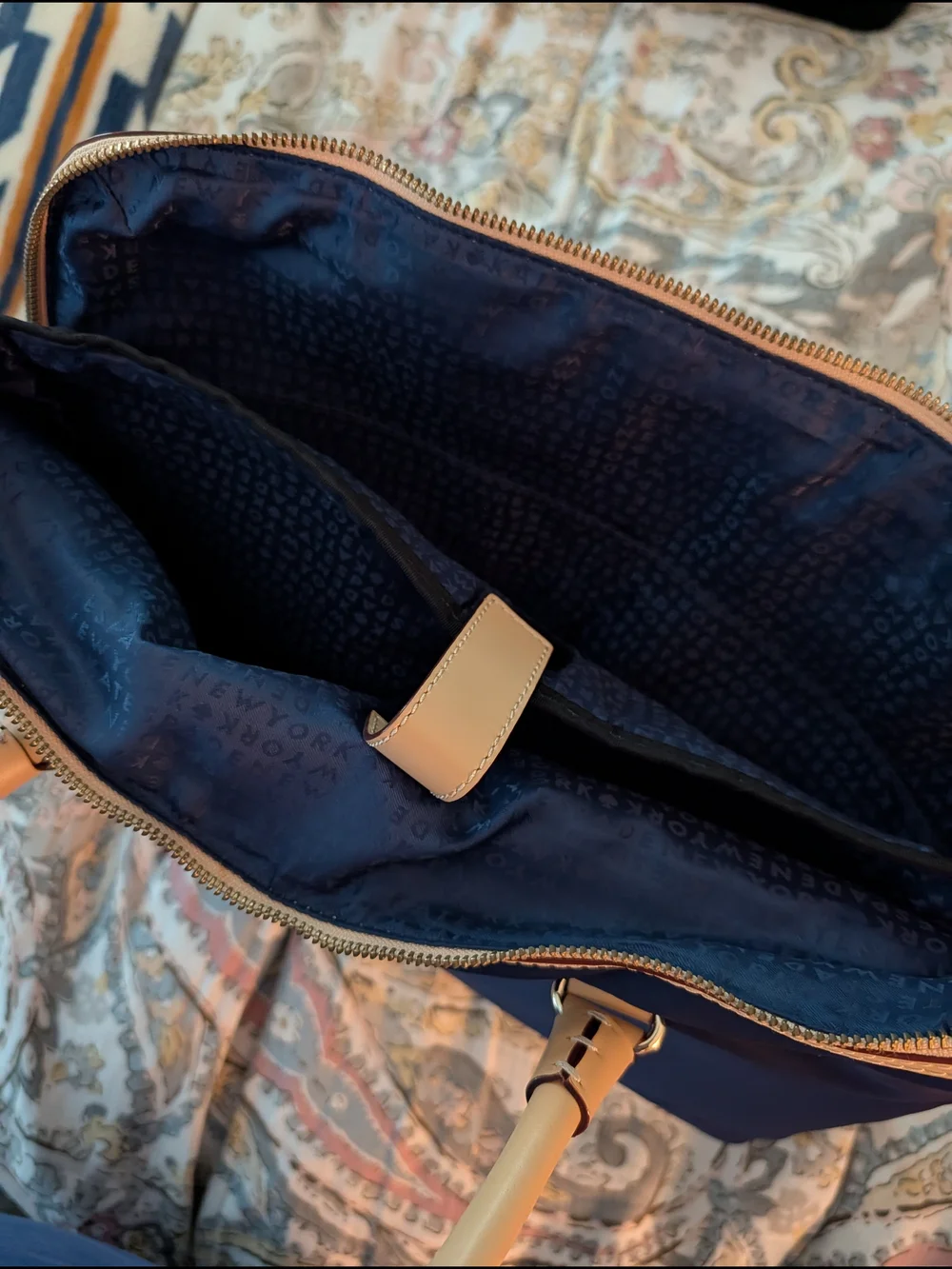 kate spade Navy and Tan Laptop Briefcase with Shoulder Strap